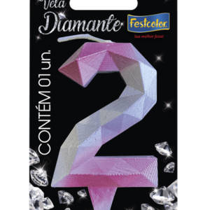 Vela Diamante Rosa Prateada 2
