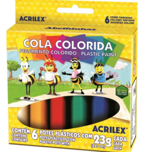 Cola Colorida Acrilex - Kit com 6 un.