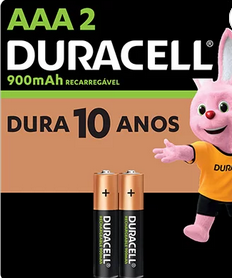 Pilha recarregável Duracell AAA 900mah - BT 2 UN
