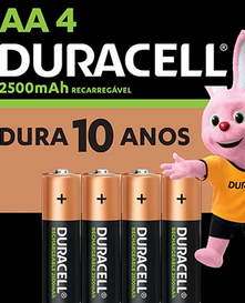 Pilha recarregável Duracell AA 2500mAh - BT 4 Un