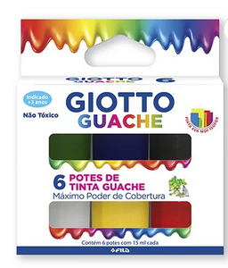 Tinta guache 15 ml c/ 6 cores Giotto 016000 CX 1 UN
