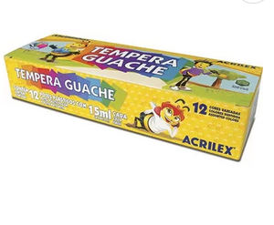 Tinta guache 15 ml c/12 cores Acrilex CX 1 UN