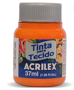 Tinta p/tecido fosca 37ml laranja 04140 Acrilex PT 1 UN