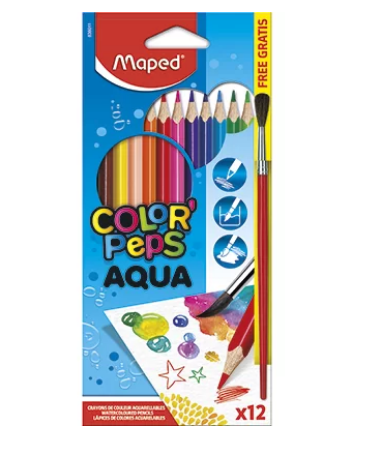 Lápis 12 Cores Aquarelável Color Peps + pincel 836011 Maped ET 1 UN - Imagem 2