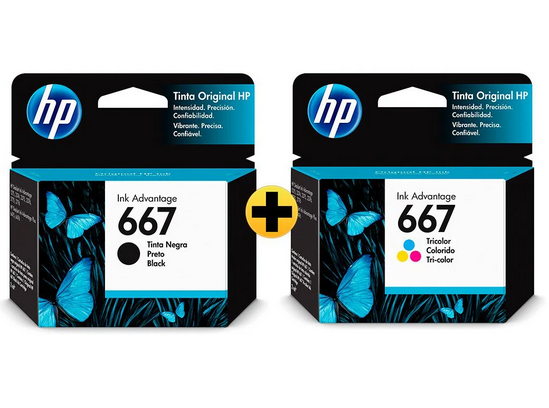 Cartucho HP 667 preto Original (3YM79AB) + Cartucho HP 667 colorido Original (3YM78AL) CX 1 UN - Imagem 2