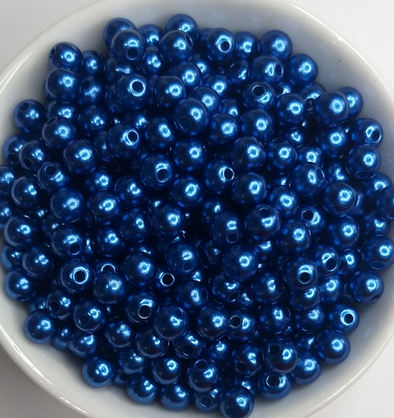 100 Pérolas 6mm ABS Inteira Com Furo 10g azul roya - Imagem 2